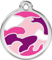 Red Dingo ID Tag Enamel Camouflage Pink