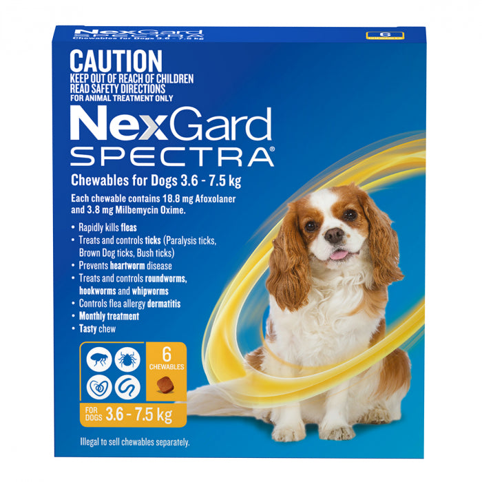 NexGard Spectra Yellow 3.6-7.5kgs 6pk