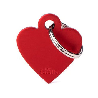 My Family Basic Heart ID Tag Charm Red