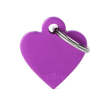 My Family Basic Heart ID Tag Charm Purple