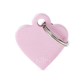 My Family Basic Heart ID Tag Charm Pink