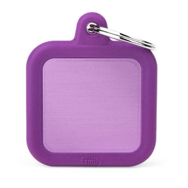 My Family ID Tag Charm Hush Square Purple