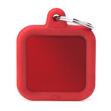 My Family ID Tag Charm Hush Square Red