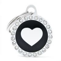 My Family Glam Heart Black ID Tag Charm