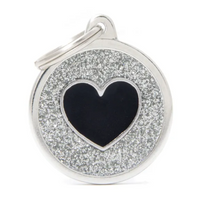 My Family Shine Circle Heart Grey ID Tag Charm