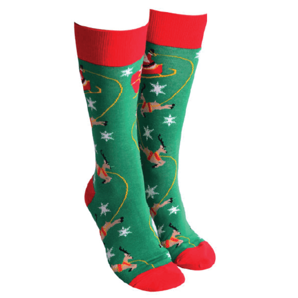 Sock Society Christmas Reindeers Green