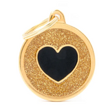 My Family Shine Circle Heart Gold ID Tag Charm