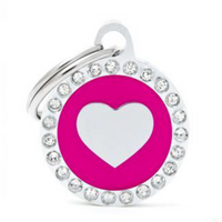 My Family Glam Heart Pink ID Tag Charm