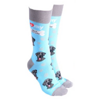 Dog Society Socks Black Labrador Sky Blue