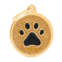 My Family ID Tag Charm Shine Paw Gold