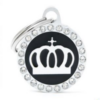 My Family Glam Crown Black ID Tag Charm