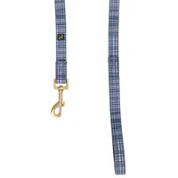 Dog Lead Mog & Bone Linen Check Navy 120cm