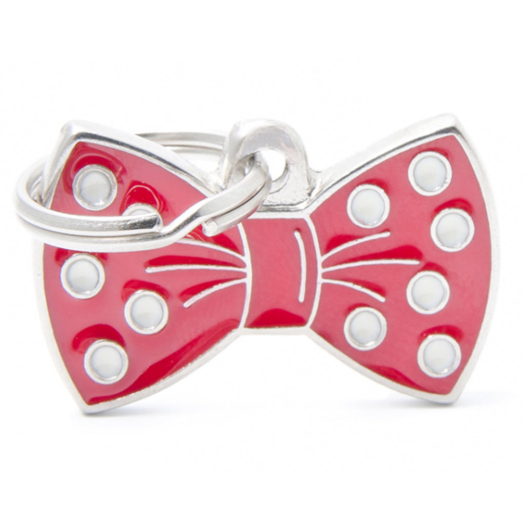 Dog ID Tag Charm My Family Bow Pink