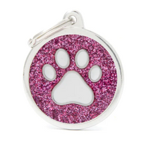 My Family ID Tag Charm Shine Paw Pink