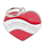 My Family I Love My Dog Heart ID Tag Charm