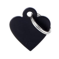 My Family ID Tag Charm Basic Heart Black Small