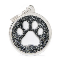 My Family ID Tag Charm Shine Paw Black