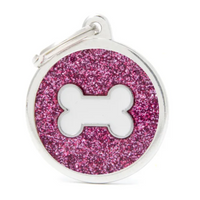 My Family ID Tag Charm Shine Circle Bone Pink