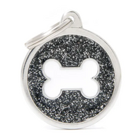 My Family Shine Circle Bone Black ID Tag Charm