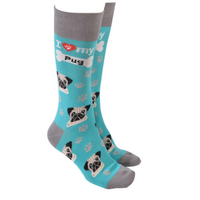 Dog Society Socks Pug Aqua