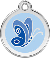 Red Dingo ID Tag Enamel Butterfly Blue