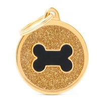 My Family Shine Circle Bone Gold ID Tag Charm