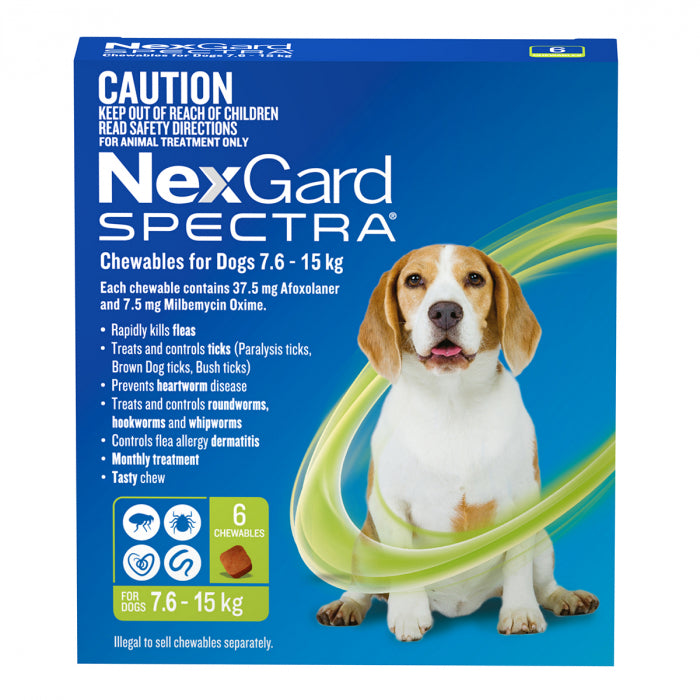 NexGard Spectra Green 7.6-15kgs 6pk